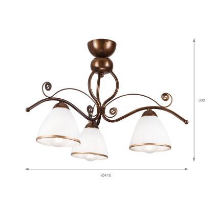 Brilagi - LED Pinnale kinnitatav lühter ANTICO 3xE27/60W/230V pronks paatina