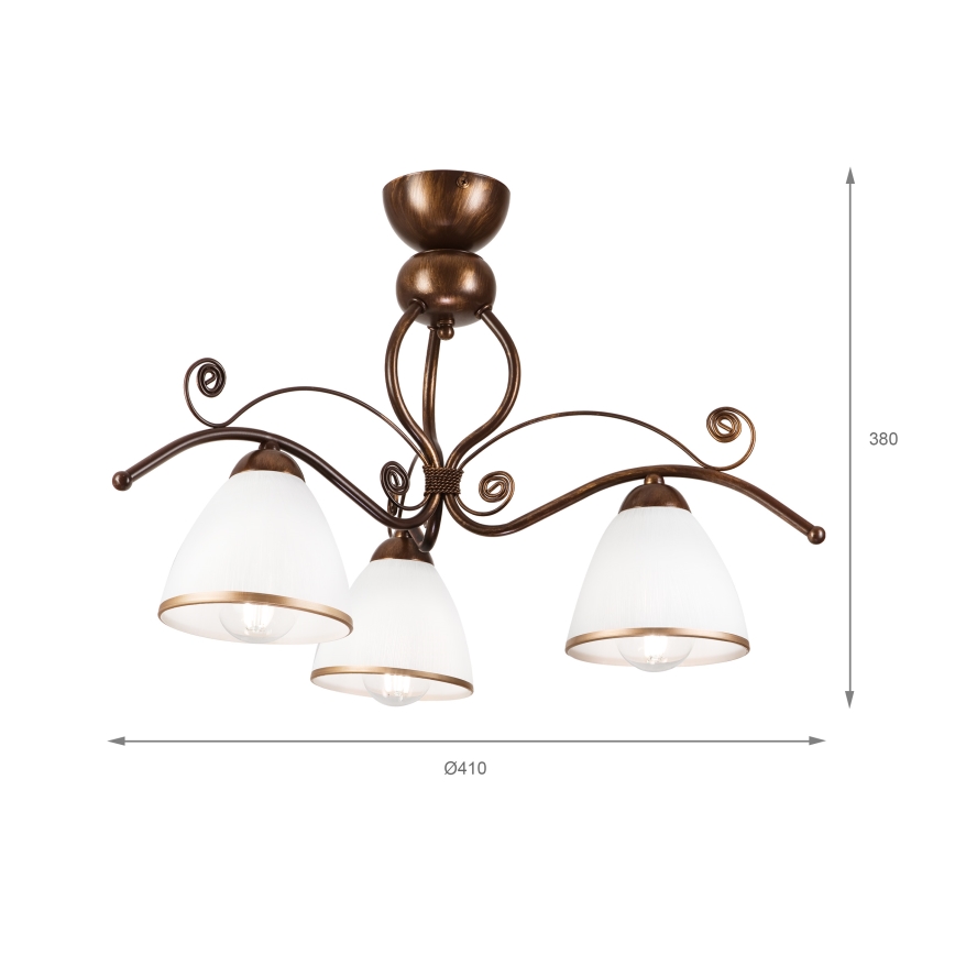 Brilagi - LED Pinnale kinnitatav lühter ANTICO 3xE27/60W/230V pronks paatina