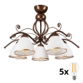 Brilagi - LED Pinnale kinnitatav lühter ANTICO 5xE27/60W/230V pronks paatina