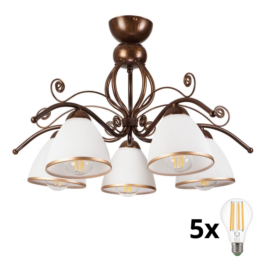 Brilagi - LED Pinnale kinnitatav lühter ANTICO 5xE27/60W/230V pronks paatina
