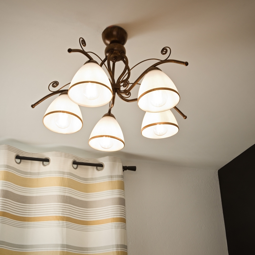 Brilagi - LED Pinnale kinnitatav lühter ANTICO 5xE27/60W/230V pronks paatina