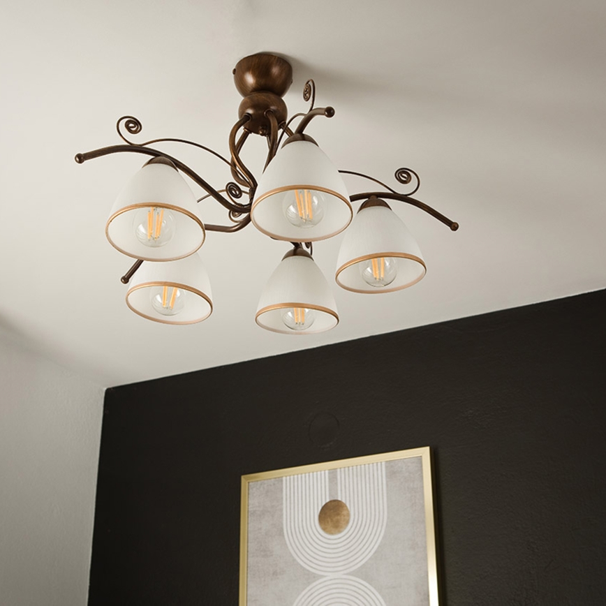 Brilagi - LED Pinnale kinnitatav lühter ANTICO 5xE27/60W/230V pronks paatina