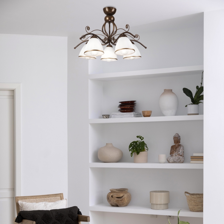 Brilagi - LED Pinnale kinnitatav lühter ANTICO 5xE27/60W/230V pronks paatina