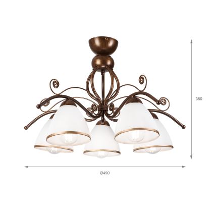 Brilagi - LED Pinnale kinnitatav lühter ANTICO 5xE27/60W/230V pronks paatina