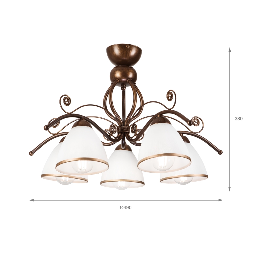 Brilagi - LED Pinnale kinnitatav lühter ANTICO 5xE27/60W/230V pronks paatina