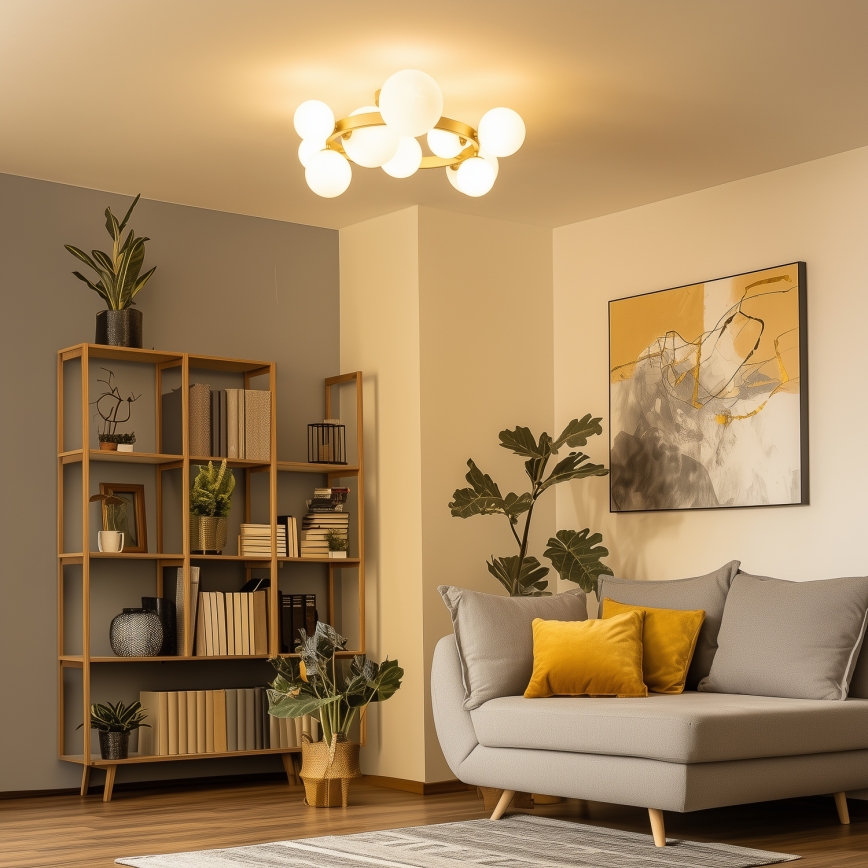 Brilagi - LED Pinnale kinnitatav lühter MILLA 10xG9/3W/230V kuldne/valge