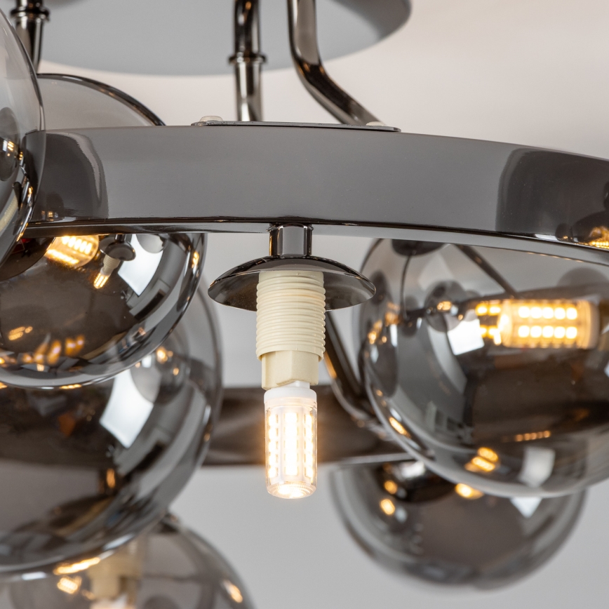 Brilagi - LED Pinnale kinnitatav lühter MILLA 10xG9/3W/230V läikiv kroom/suitsune