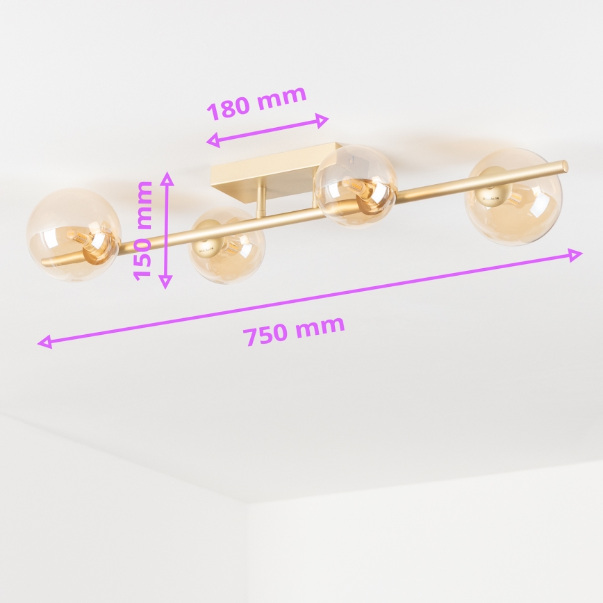 Brilagi - LED Pinnale kinnitatav lühter MILLA 4xG9/3W/230V kuldne