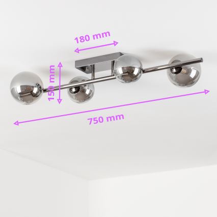 Brilagi - LED Pinnale kinnitatav lühter MILLA 4xG9/3W/230V läikiv kroom/suitsune