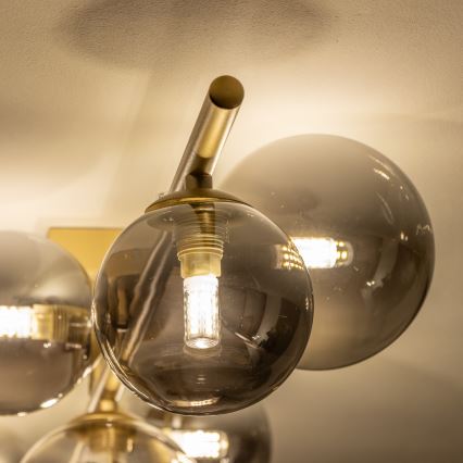 Brilagi - LED Pinnale kinnitatav lühter MILLA 7xG9/3W/230V kuldne/suitsune