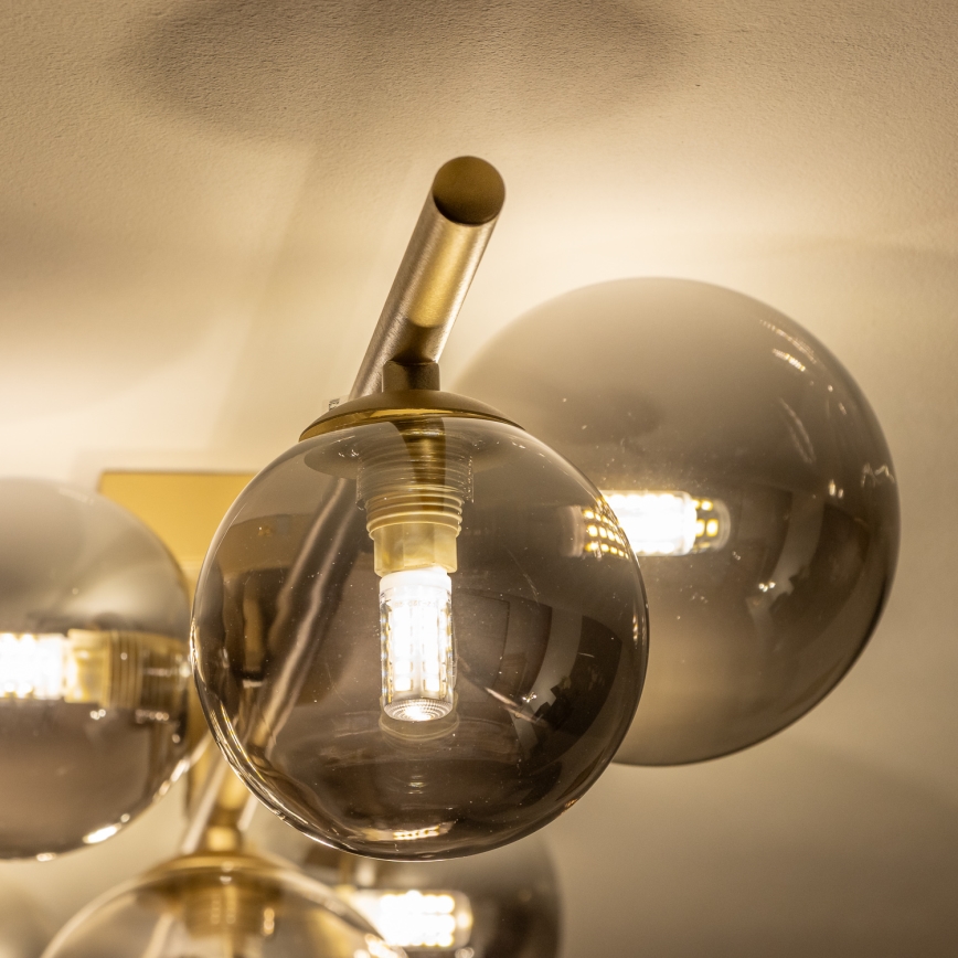 Brilagi - LED Pinnale kinnitatav lühter MILLA 7xG9/3W/230V kuldne/suitsune