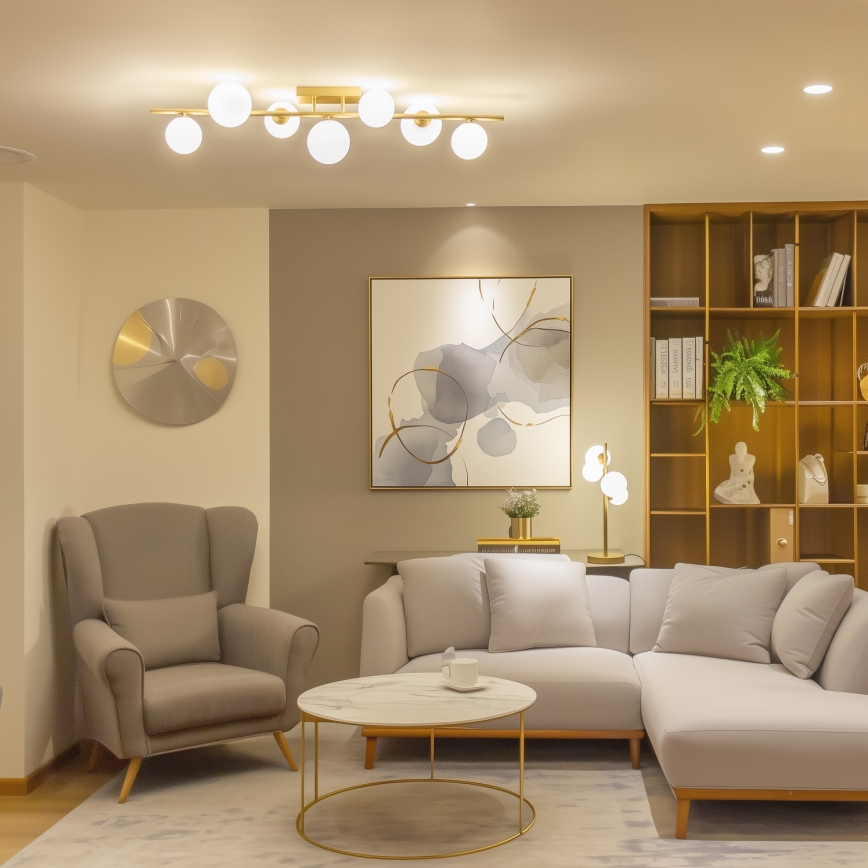 Brilagi - LED Pinnale kinnitatav lühter MILLA 7xG9/3W/230V kuldne/valge