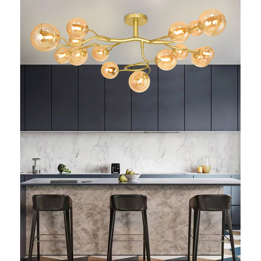 Brilagi - LED Pinnale kinnitatav lühter MISTEL 15xG9/3W/230V kuldne