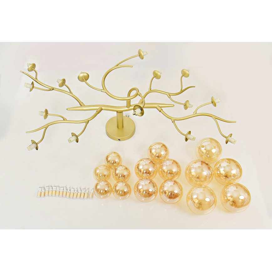 Brilagi - LED Pinnale kinnitatav lühter MISTEL 15xG9/3W/230V kuldne