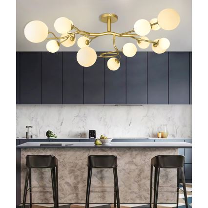 Brilagi - LED Pinnale kinnitatav lühter MISTEL 15xG9/3W/230V kuldne/valge
