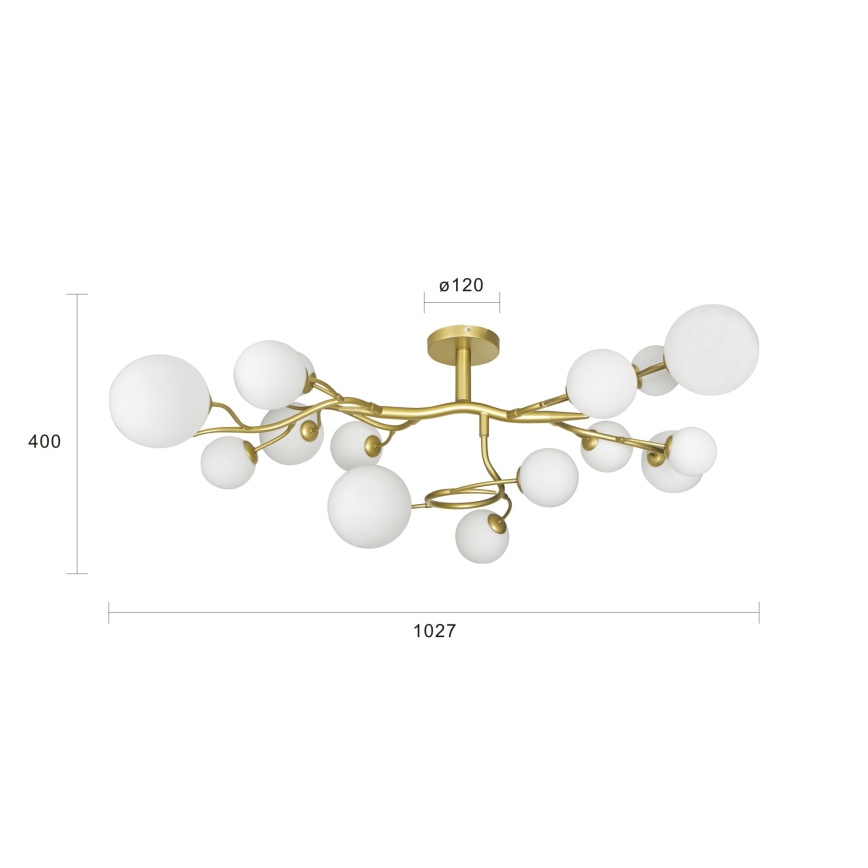 Brilagi - LED Pinnale kinnitatav lühter MISTEL 15xG9/3W/230V kuldne/valge