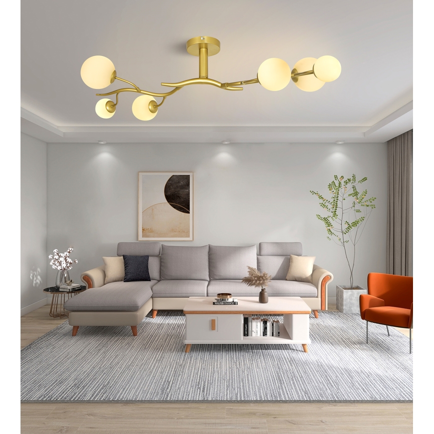 Brilagi - LED Pinnale kinnitatav lühter MISTEL 6xG9/3W/230V kuldne/valge
