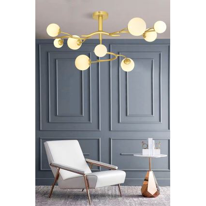 Brilagi - LED Pinnale kinnitatav lühter MISTEL 9xG9/3W/230V kuldne/valge