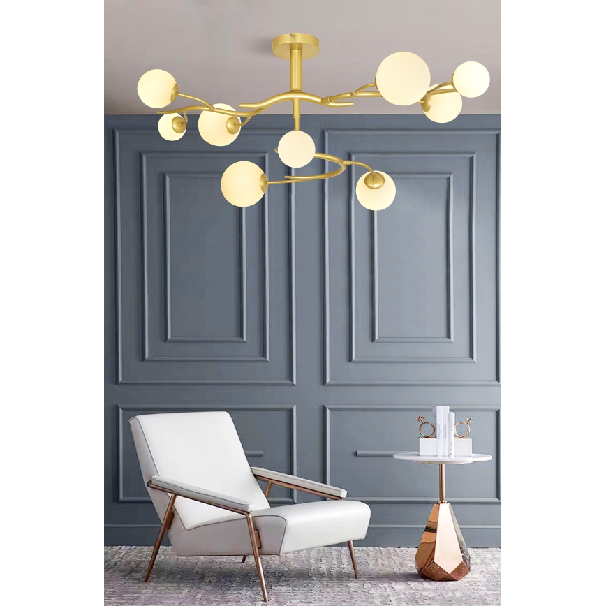Brilagi - LED Pinnale kinnitatav lühter MISTEL 9xG9/3W/230V kuldne/valge