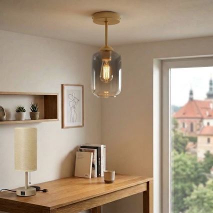 BRILAGI - LED pinnapealne laelamp RETRO GLASS 1xE27/60W/230V Ø 14 cm beež/suitsuhall