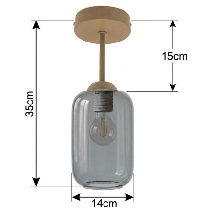 BRILAGI - LED pinnapealne laelamp RETRO GLASS 1xE27/60W/230V Ø 14 cm beež/suitsuhall