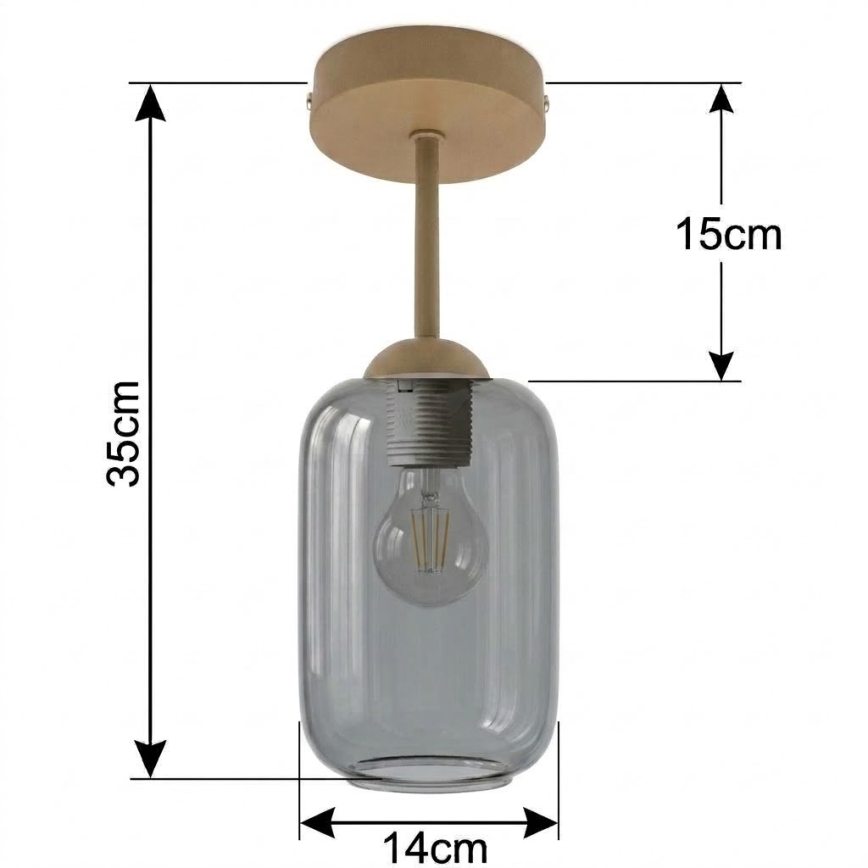 BRILAGI - LED pinnapealne laelamp RETRO GLASS 1xE27/60W/230V Ø 14 cm beež/suitsuhall