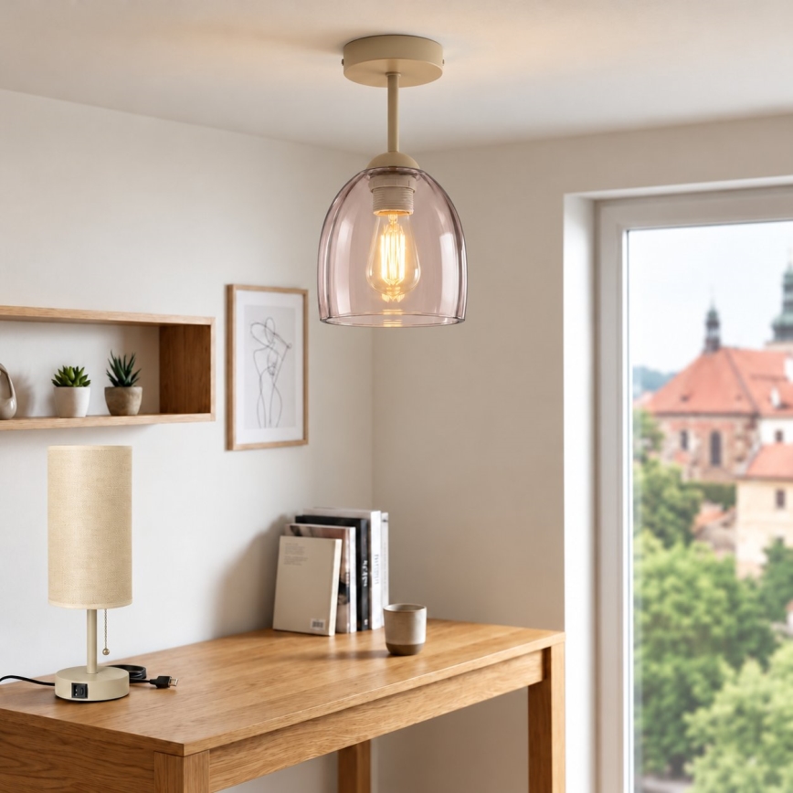 BRILAGI - LED-pinnapealne lühter RETRO GLASS 1xE27/60W/230V, läbimõõt 17 cm, beež/suitsune beež