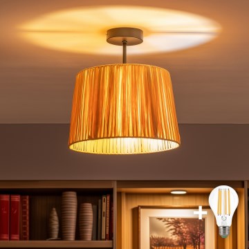 Brilagi - LED pinnalühter CERIA BOHO 1xE27/60W/230V, läbimõõt 30 cm, must/rafia