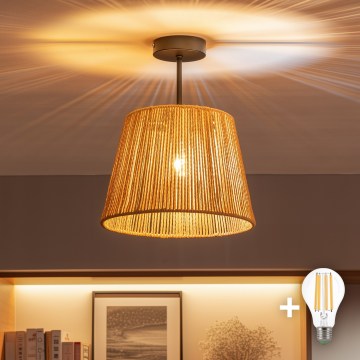 Brilagi - LED pinnapealne laelamp CERIA BOHO 1xE27/60W/230V läbimõõt 28 cm must/pruun