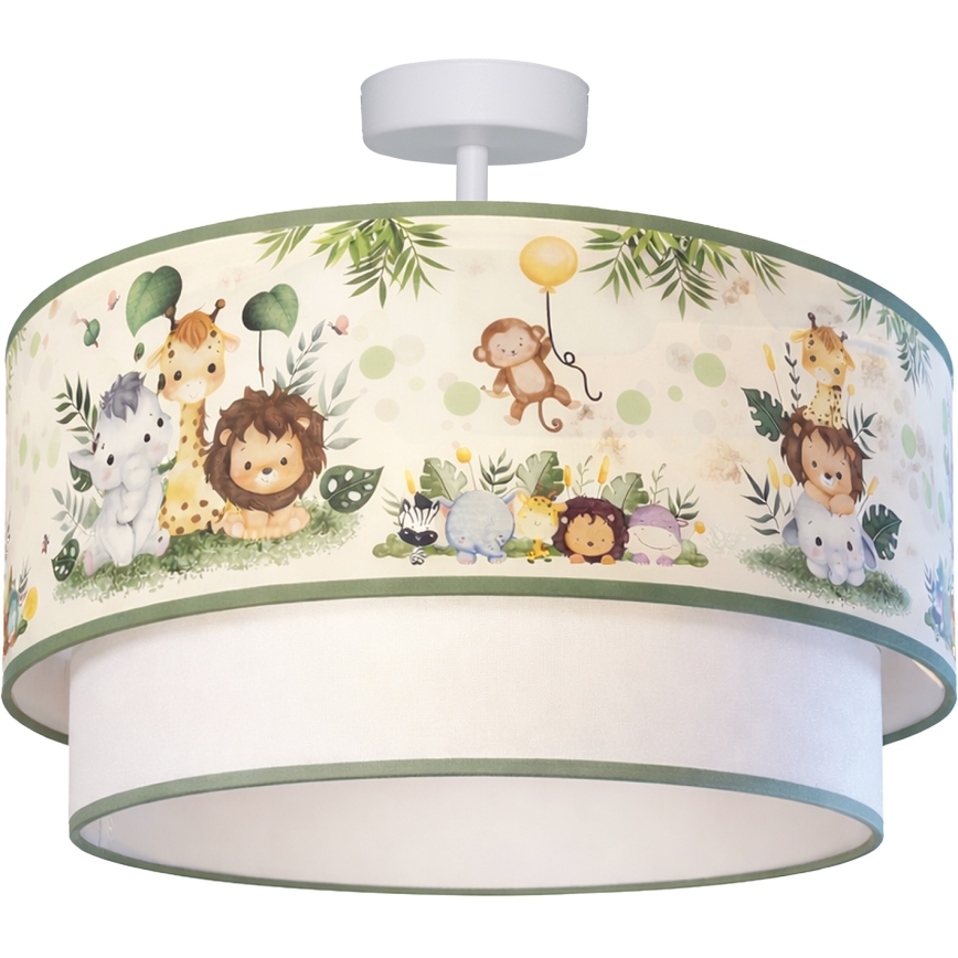 Brilagi - LED lastele mõeldud pinnapealne laelamp BOBO 1xE27/60W/230V Ø 40 cm kreem/roheline/džungel