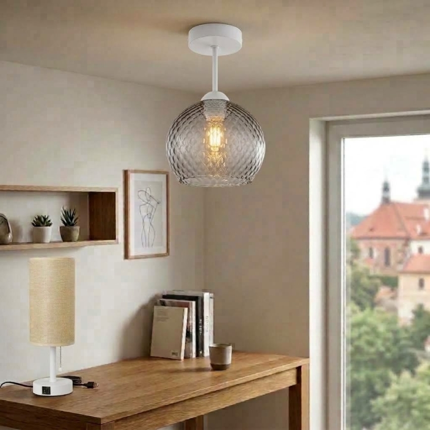 BRILAGI - LED pinnapealne lühter RETRO GLASS 1xE27/60W/230V läbimõõt 25 cm valge/suitsuhall