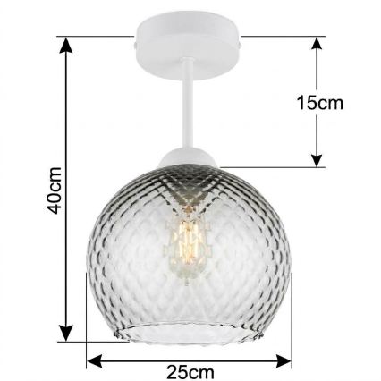 BRILAGI - LED pinnapealne lühter RETRO GLASS 1xE27/60W/230V läbimõõt 25 cm valge/suitsuhall