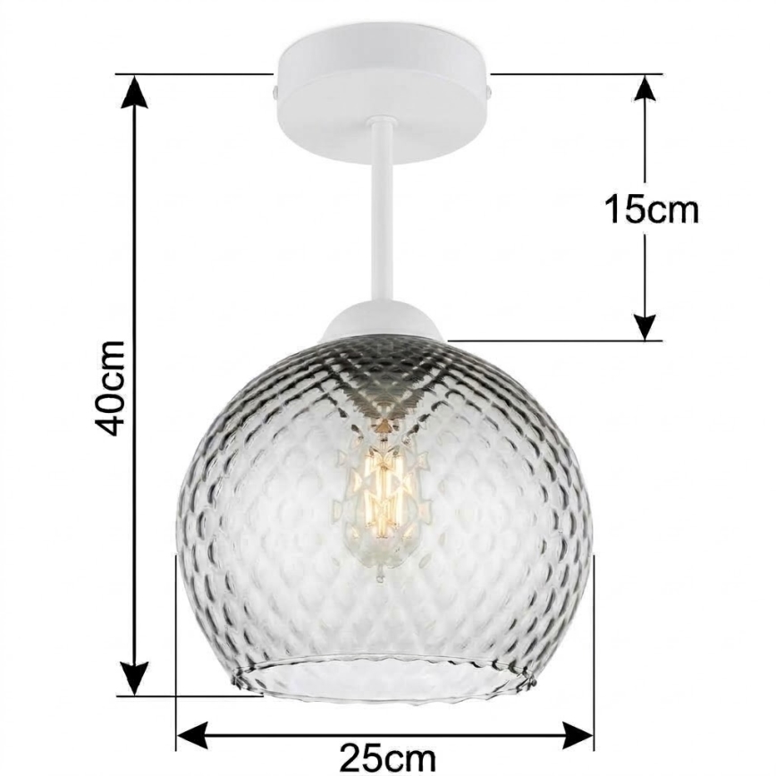 BRILAGI - LED pinnapealne lühter RETRO GLASS 1xE27/60W/230V läbimõõt 25 cm valge/suitsuhall