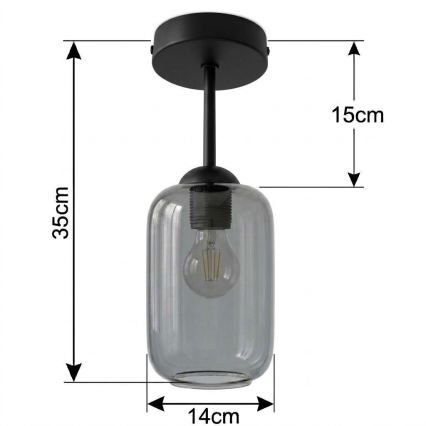 BRILAGI - LED Pinnapealne lühter RETRO GLASS 1xE27/60W/230V läbimõõt 14 cm must/suitsuhall