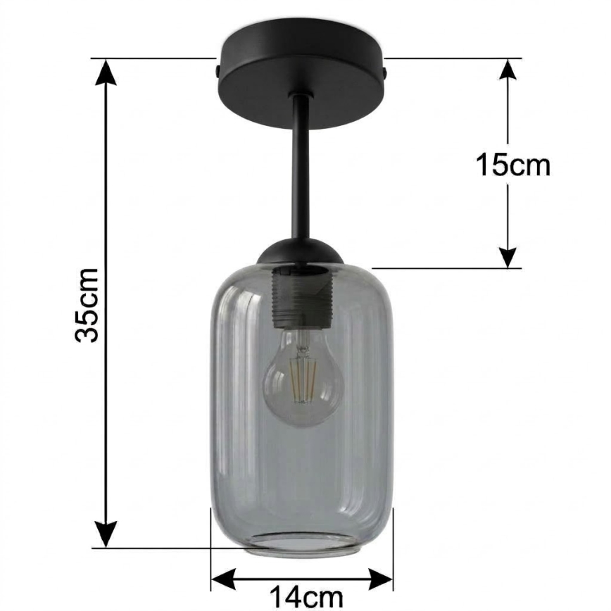 BRILAGI - LED Pinnapealne lühter RETRO GLASS 1xE27/60W/230V läbimõõt 14 cm must/suitsuhall