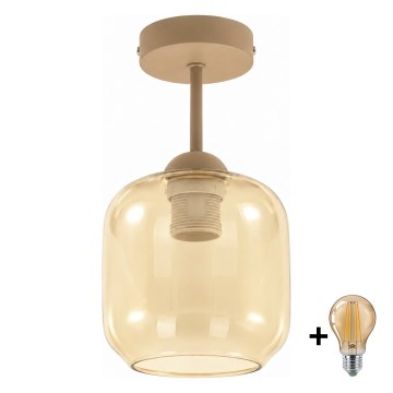 BRILAGI - LED pinnapealne laelamp RETRO GLASS 1xE27/60W/230V läbimõõt 14 cm beež/suitsune beež