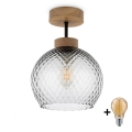 BRILAGI - LED pinnapealne laelamp RETRO GLASS 1xE27/60W/230V, läbimõõt 18 cm, tamm/suitsuhall