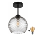 BRILAGI - LED pinnapealne laelamp RETRO GLASS 1xE27/60W/230V läbimõõt 25 cm must/suitsuhall