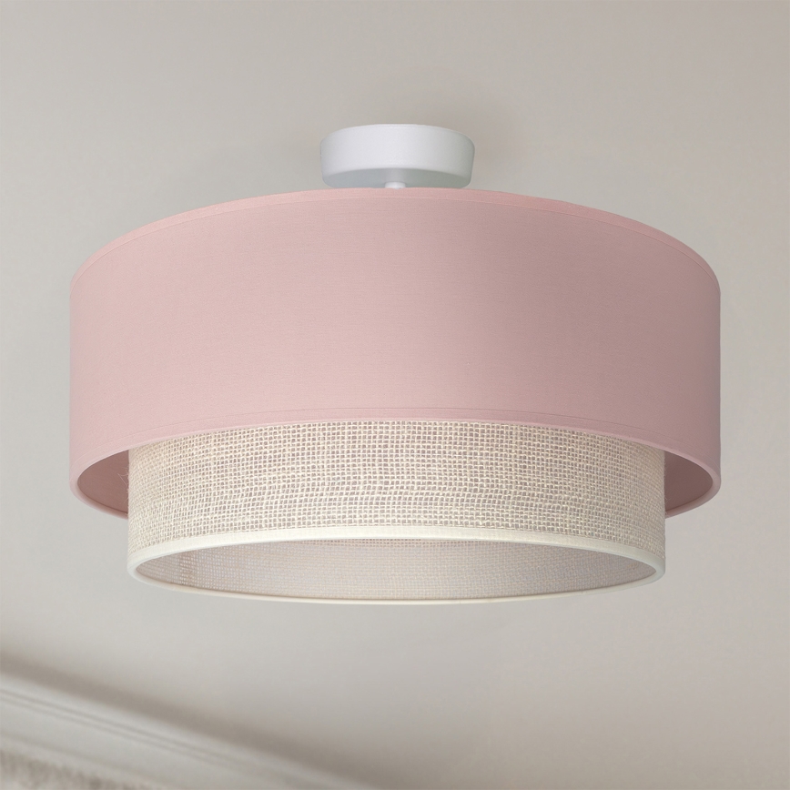 Brilagi - LED pinnapealne laelühter BOHO BOBO 1xE27/60W/230V läbimõõt 40 cm roosa/kreemjas