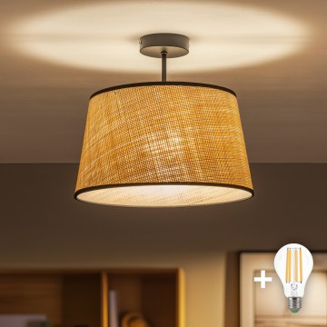 Brilagi - LED pinnapealne laelühter CERIA 1xE27/60W/230V läbimõõt 35 cm must/beež