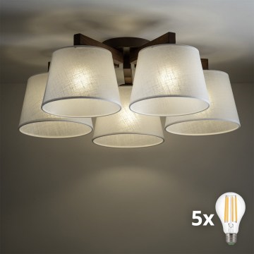 BRILAGI - LED pinnapealne laelühter LATTE 5xE27/15W/230V männipuit/valge