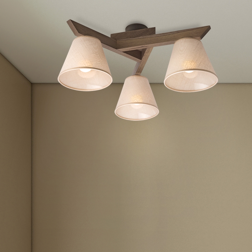 Brilagi - LED Pinnapealne lühter ANTHONY 3xE14/40W/230V tamm/pähkel/beež