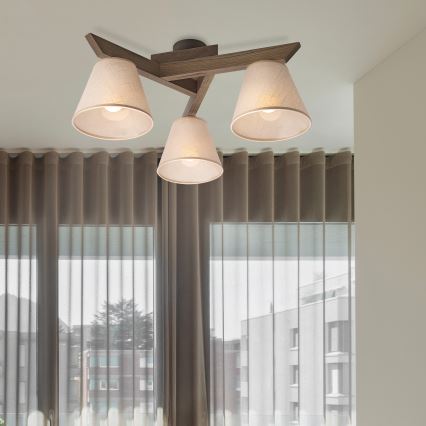 Brilagi - LED Pinnapealne lühter ANTHONY 3xE14/40W/230V tamm/pähkel/beež