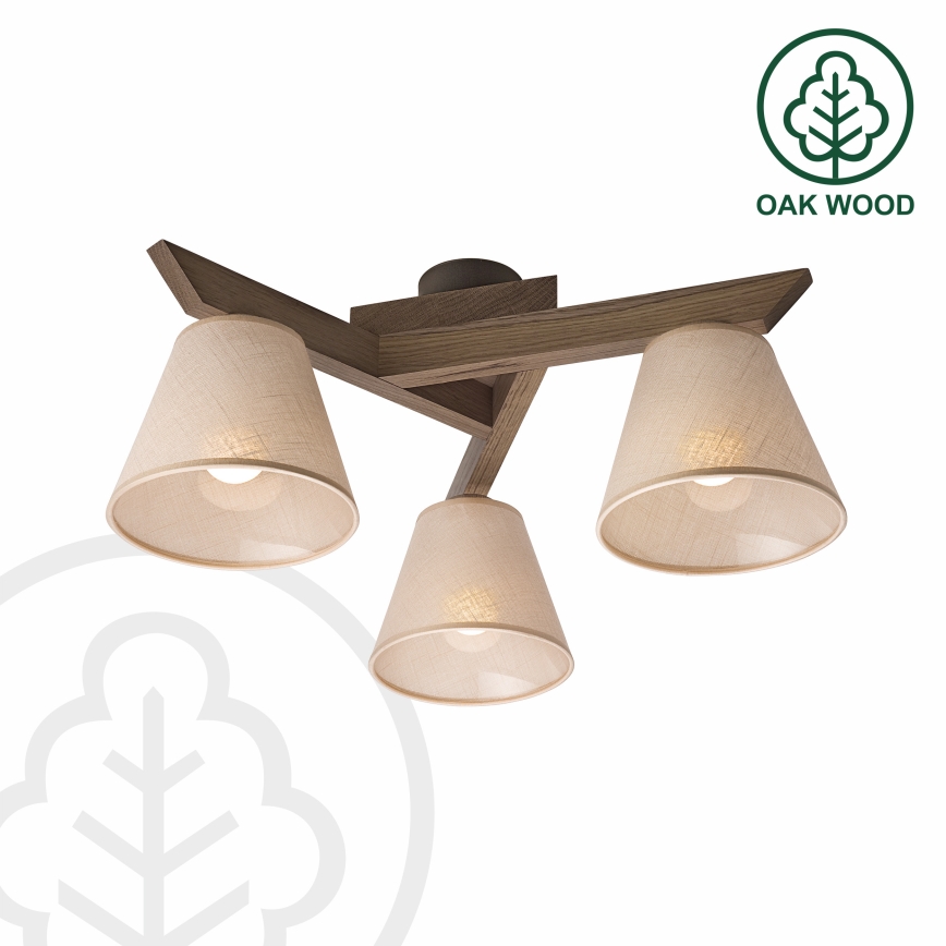 Brilagi - LED Pinnapealne lühter ANTHONY 3xE14/40W/230V tamm/pähkel/beež