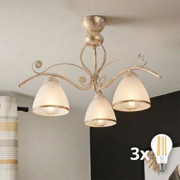 Brilagi - LED pinnapealne lühter ANTICO 3xE27/60W/230V valge patina