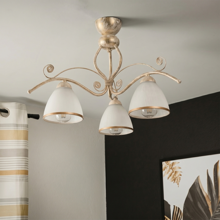 Brilagi - LED pinnapealne lühter ANTICO 3xE27/60W/230V valge patina