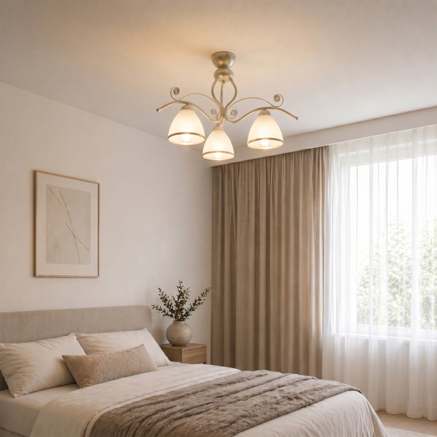 Brilagi - LED pinnapealne lühter ANTICO 3xE27/60W/230V valge patina