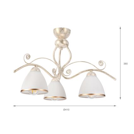 Brilagi - LED pinnapealne lühter ANTICO 3xE27/60W/230V valge patina
