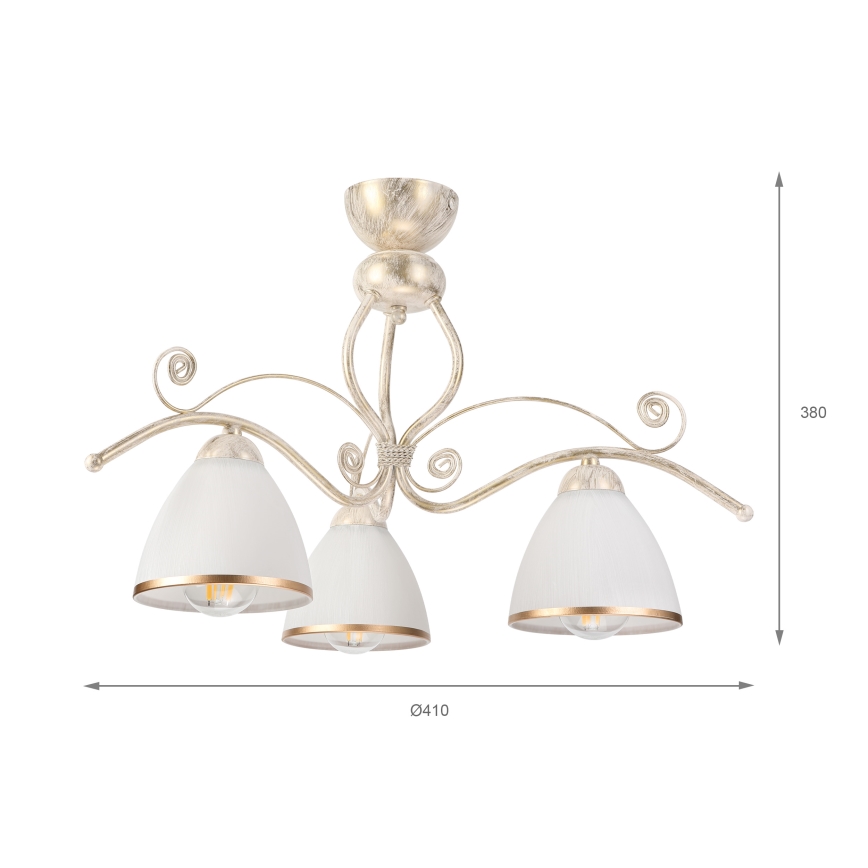 Brilagi - LED pinnapealne lühter ANTICO 3xE27/60W/230V valge patina
