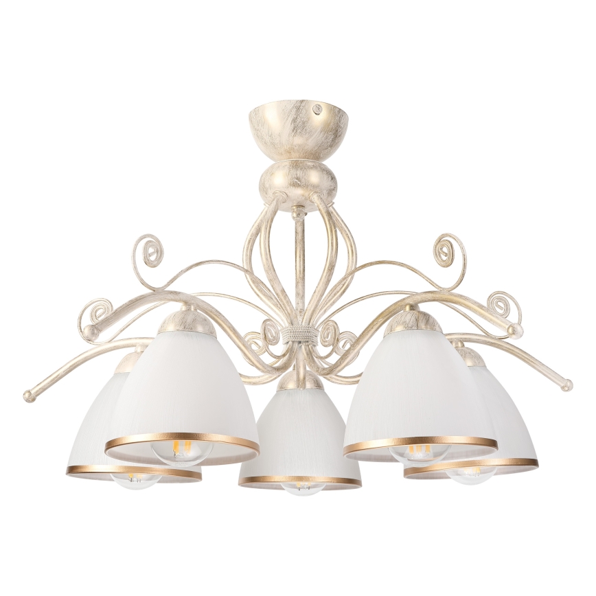 Brilagi - LED pinnapealne lühter ANTICO 5xE27/60W/230V 3000K valge patina